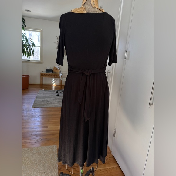 Boden Black Jersey Boat Neck Tie-Front Midi Dress | US 8 | $120 MSRP - Picture 4 of 11